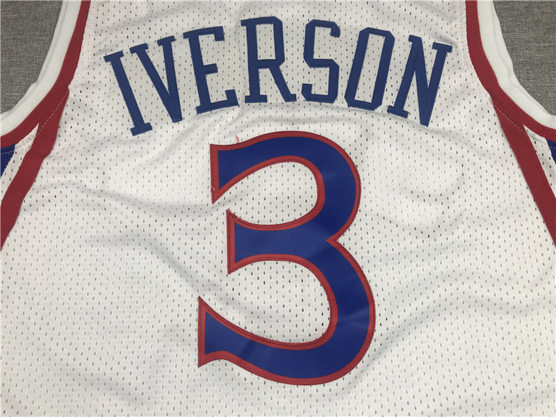 Men's Philadelphia 76ers Allen Iverson White Hardwood Classics Authentic Jerseys