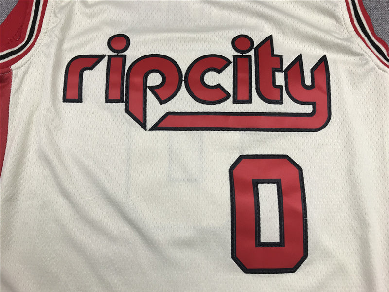 Men's Portland Trail Blazers Damian Lillard #0 NBA White Swingman Jerseys