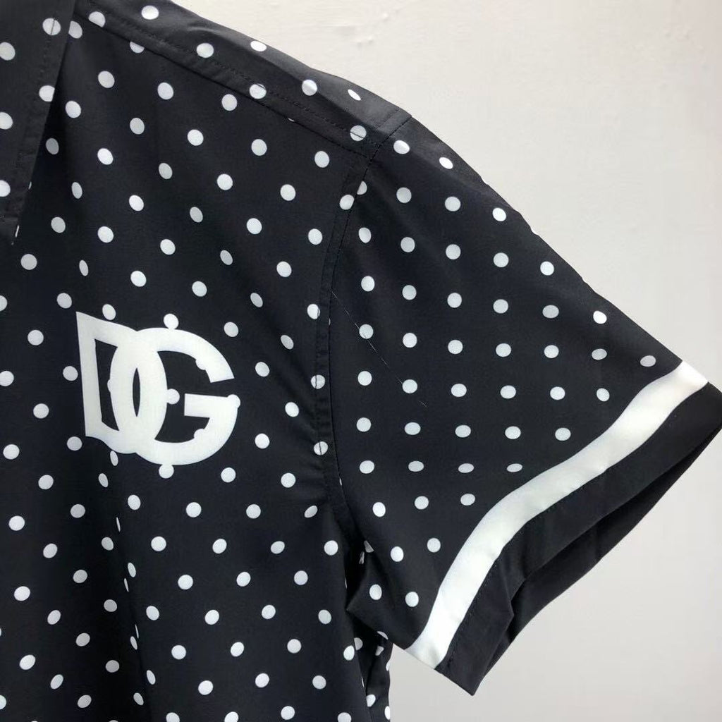 Dolce & Gabbana DG Black & White Bandana Print Short-Sleeve Shirt