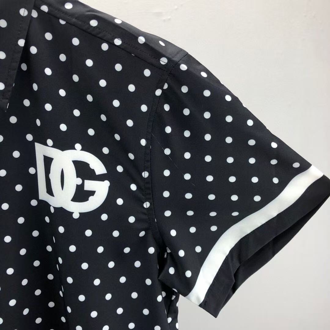 Dolce & Gabbana DG Black & White Bandana Print Short-Sleeve Shirt