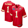Men's Kansas City Chiefs Jerick McKinnon #1 Red Super Bowl LVII Patch Game Jerseys