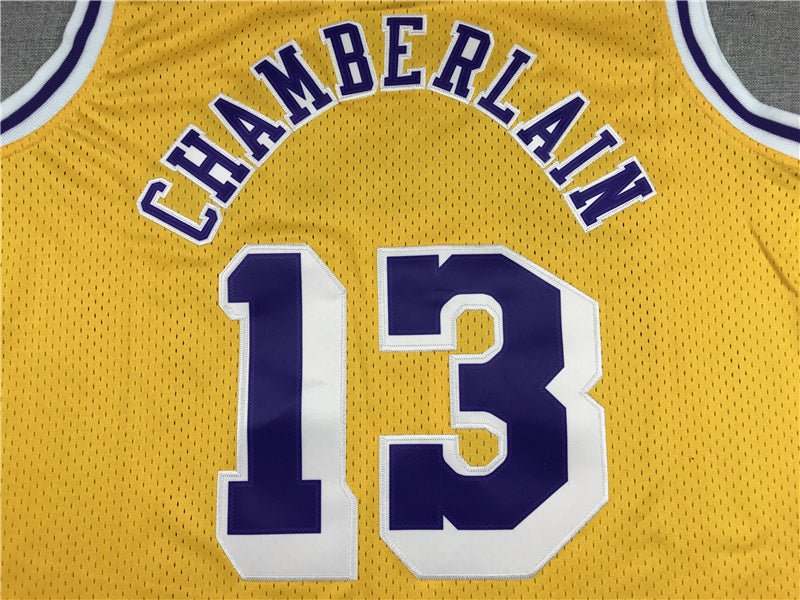 Men's Los Angeles Lakers Wilt Chamberlain #13 Yellow Classics Swingman Jerseys