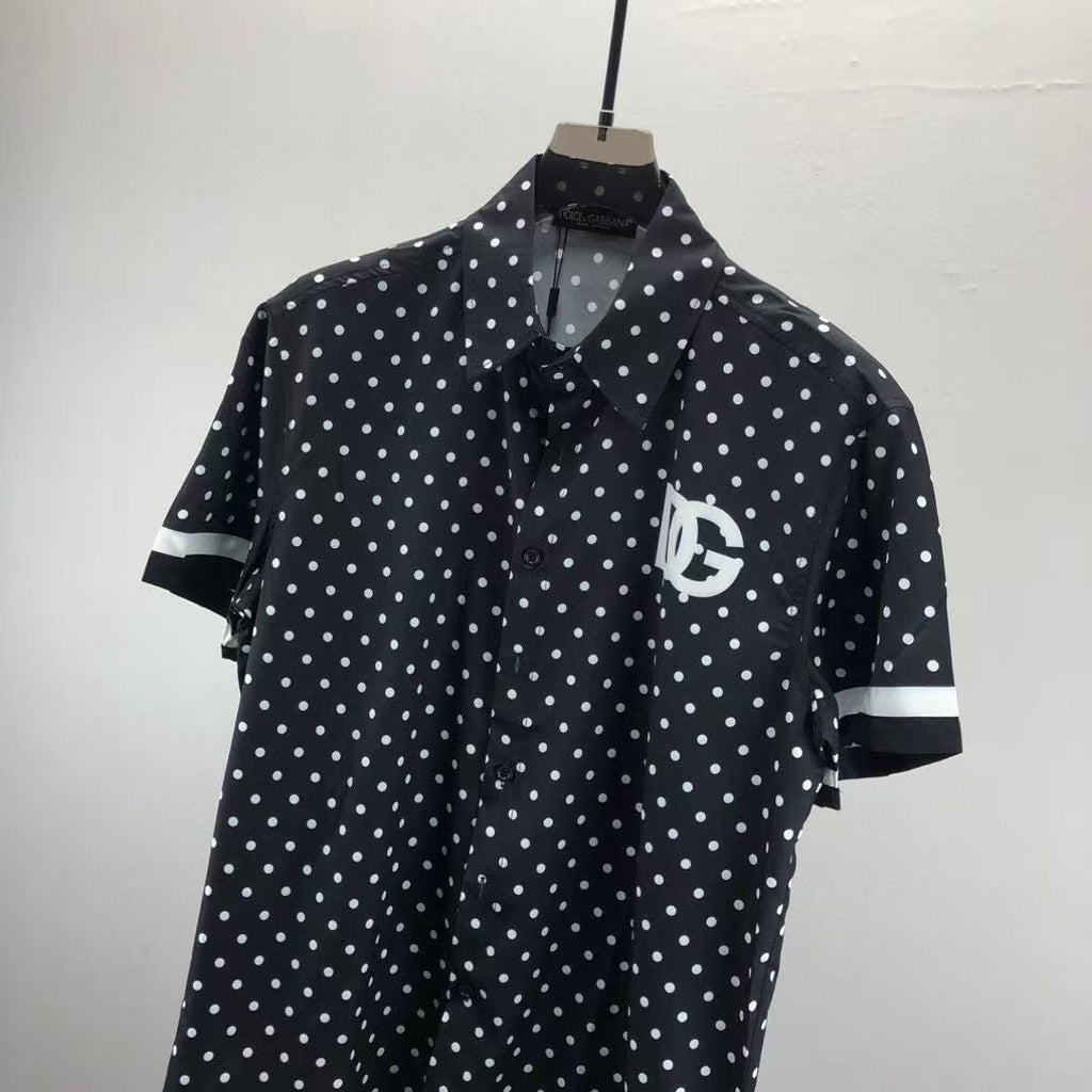 Dolce & Gabbana DG Black & White Bandana Print Short-Sleeve Shirt