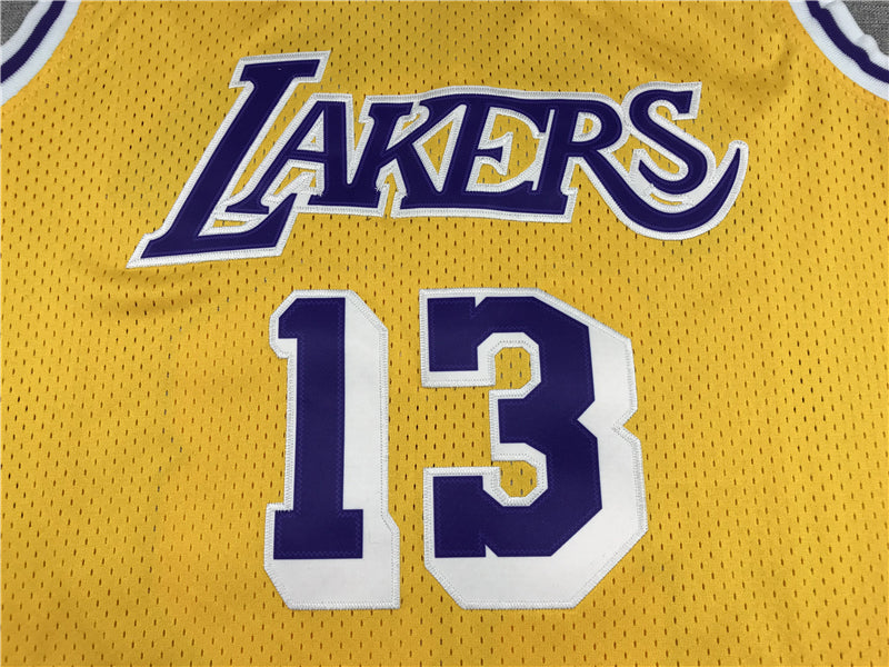 Men's Los Angeles Lakers Wilt Chamberlain #13 Yellow Classics Swingman Jerseys