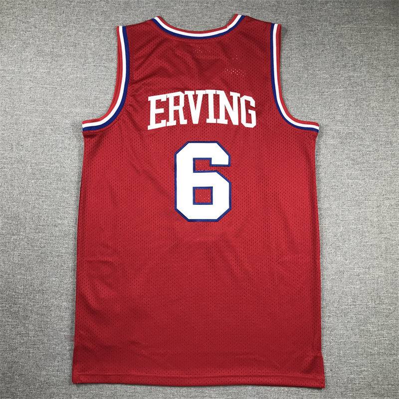 Men's Philadelphia 76ers Julius Erving #6 Red Hardwood Classics Swingman Jerseys