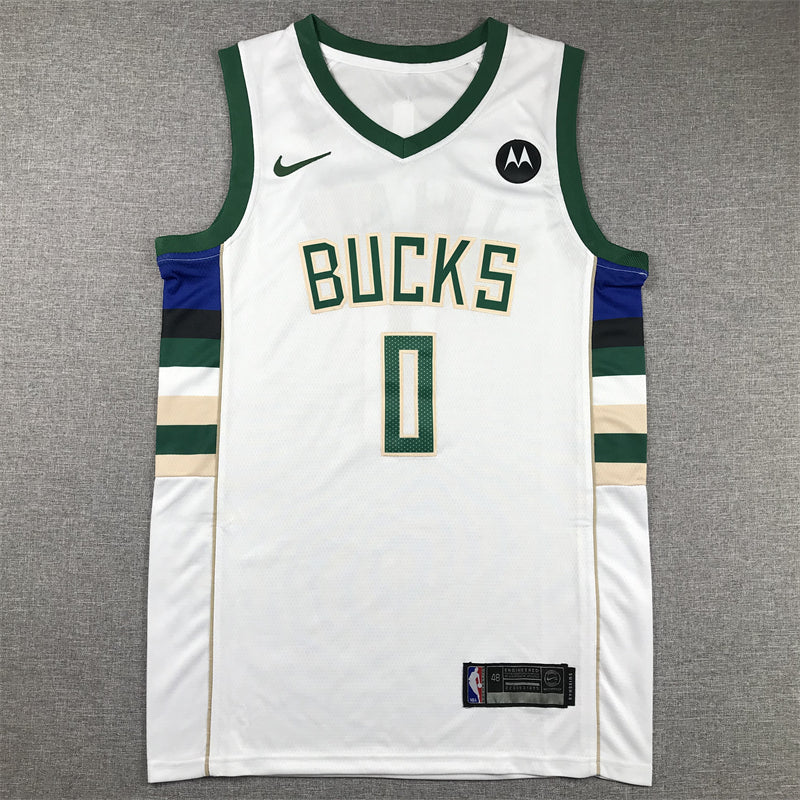 Men's Milwaukee Bucks Damian Lillard #0 White Fast Break Player Jerseys - Association Edition