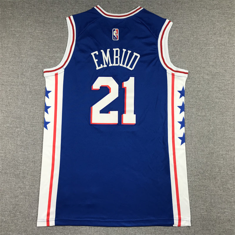 Men's Philadelphia 76ers Joel Embiid #21 Blue Swingman Jerseys - Icon Edition