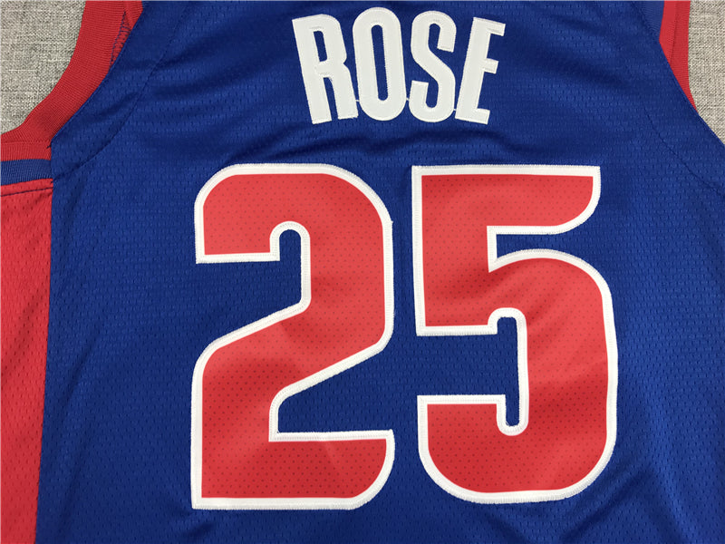 Men's Detroit Pistons Derrick Rose Blue 2021/22 Fast Break Replica Jerseys