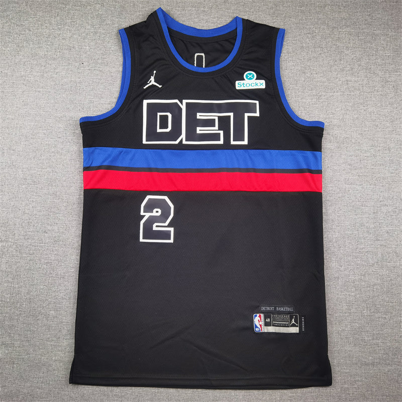 Men's Detroit Pistons Cade Cunningham #2 Black 2022/23 Fast Break Player Jerseys - Statement Edition