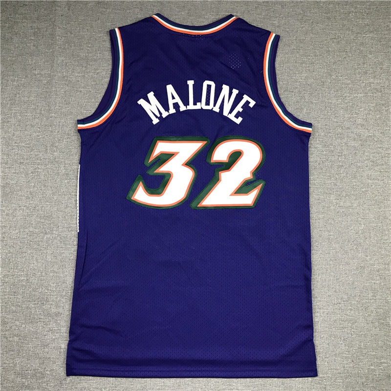 Men's Utah Jazz Karl Malone #32 Purple Hardwood Classics Throwback Team Jerseys